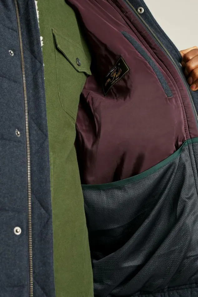 Men Italian Wool Puffer Jacket Navy Bonobos Jackets and Coats