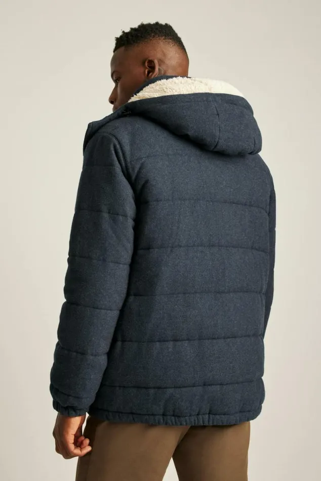 Men Italian Wool Puffer Jacket Navy Bonobos Jackets and Coats