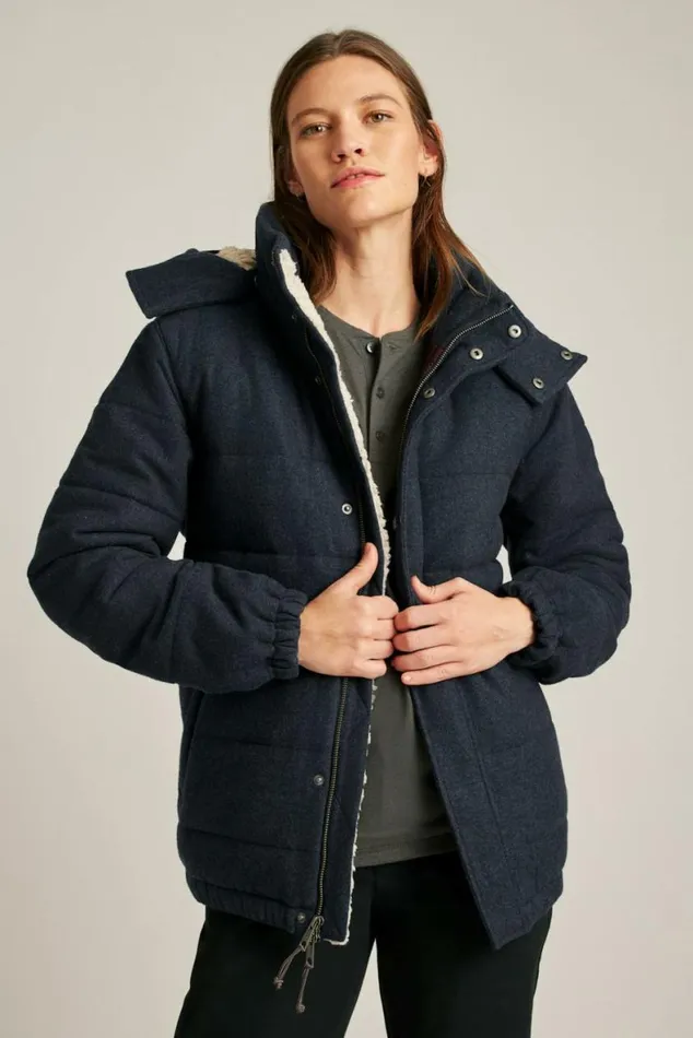 Men Italian Wool Puffer Jacket Navy Bonobos Jackets and Coats