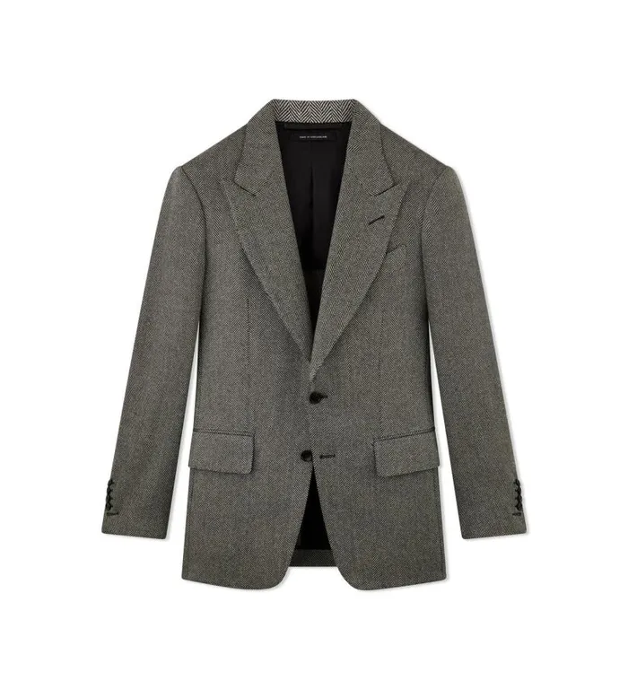 Men Jackets Tom Ford Cashmere Herringbone Shelton Jacket Grey