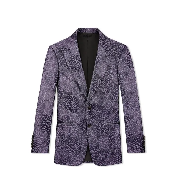 Men Jackets Tom Ford Flower Jacquard Cooper Jacket Lilac