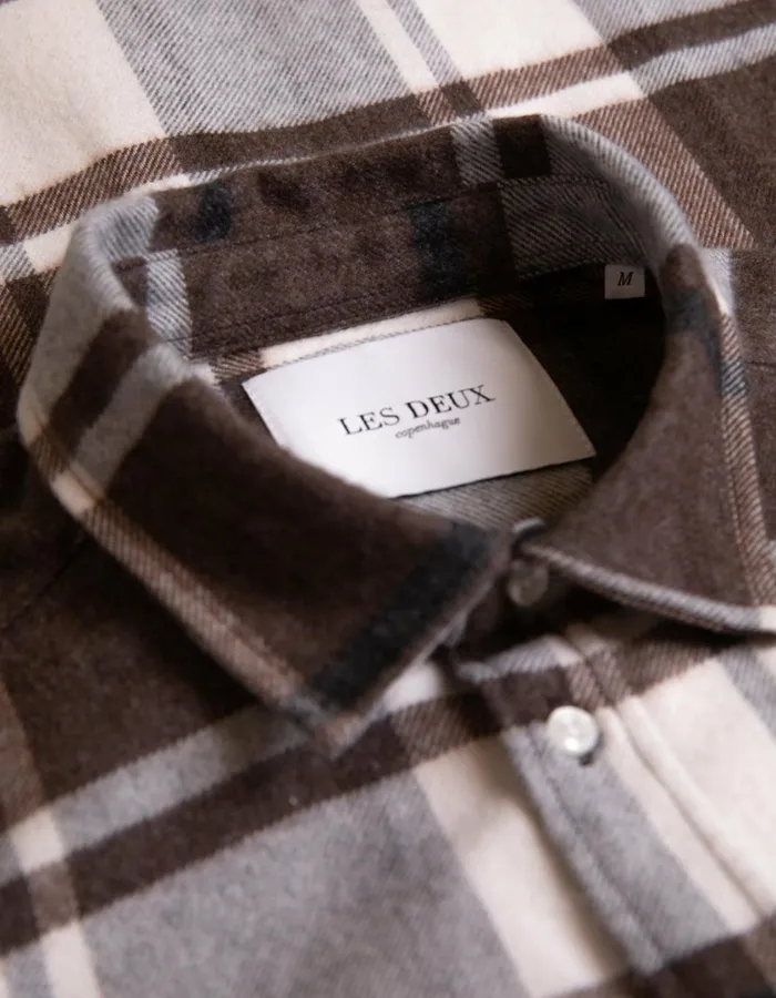 Men Jeremy Flannel Shirt 8211 Dusty TeakIvory Les Deux ShirtsOvershirts