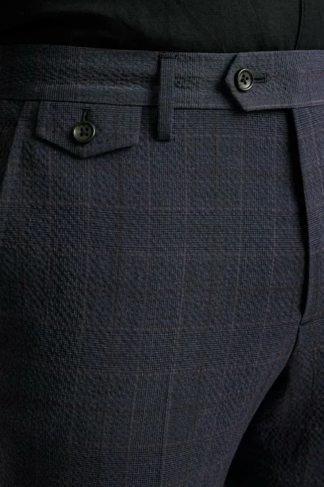 Men Jetsetter Italian Seersucker Dress Pant Navy Purple Glen Plaid Bonobos Dress Pants