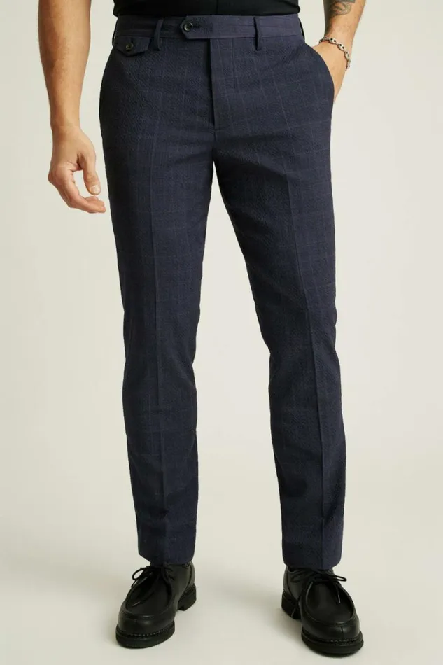 Men Jetsetter Italian Seersucker Dress Pant Navy Purple Glen Plaid Bonobos Dress Pants