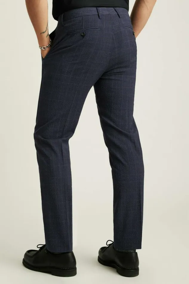 Men Jetsetter Italian Seersucker Dress Pant Navy Purple Glen Plaid Bonobos Dress Pants