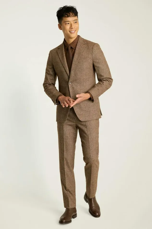 Men Jetsetter Italian Wool Blazer Khaki Donegal Bonobos Blazers and Sport Coats