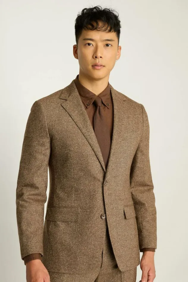 Men Jetsetter Italian Wool Blazer Khaki Donegal Bonobos Blazers and Sport Coats