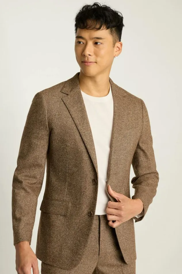 Men Jetsetter Italian Wool Blazer Khaki Donegal Bonobos Blazers and Sport Coats