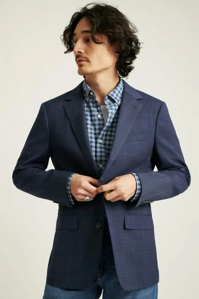 Men Jetsetter Italian Wool Blazer Navy Glen Plaid Bonobos Blazers and Sport Coats
