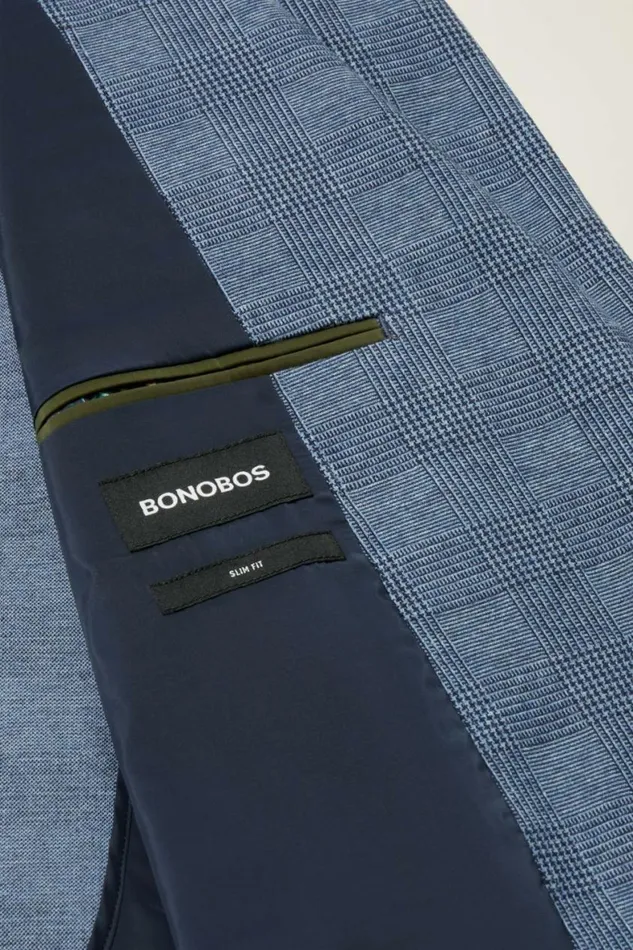 Men Jetsetter Knit Blazer Mid Blue Glenplaid Bonobos Blazers and Sport Coats