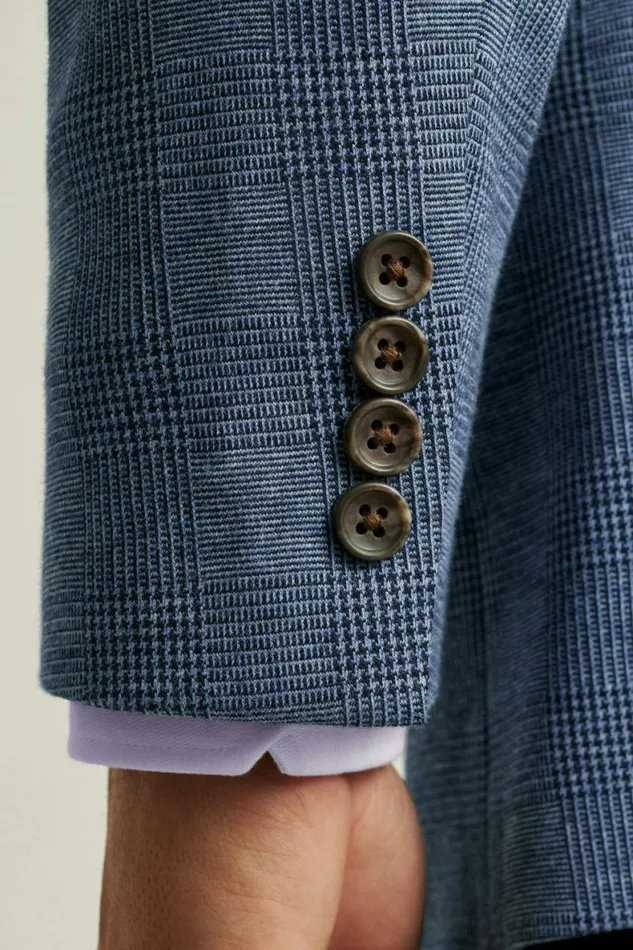 Men Jetsetter Knit Blazer Mid Blue Glenplaid Bonobos Blazers and Sport Coats