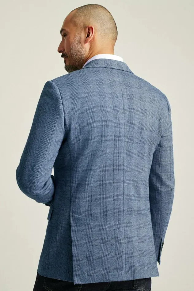 Men Jetsetter Knit Blazer Mid Blue Glenplaid Bonobos Blazers and Sport Coats