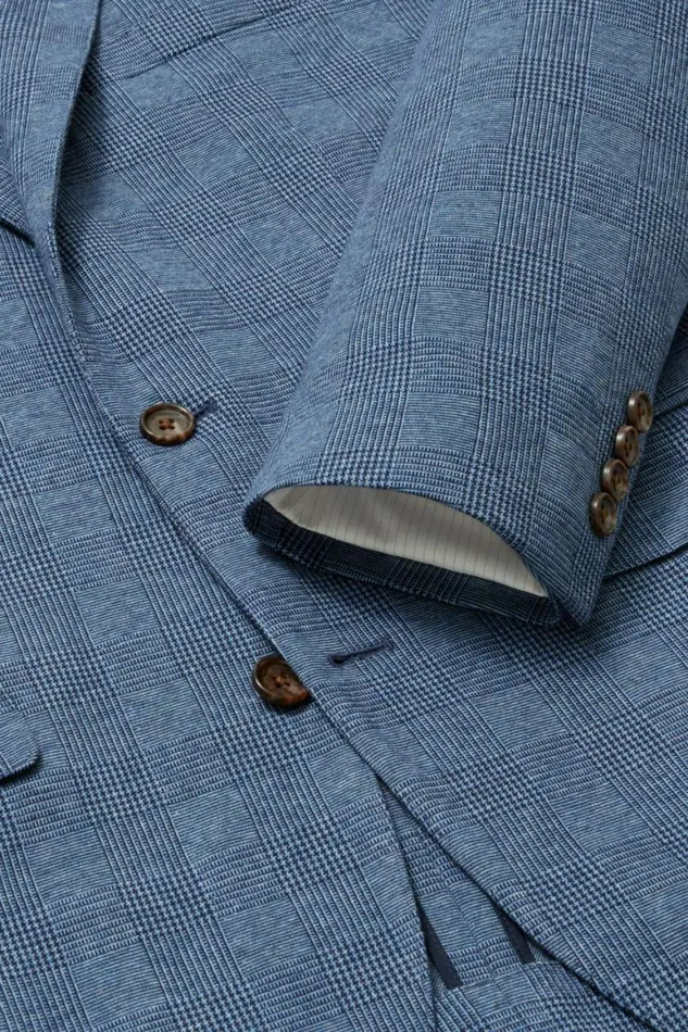 Men Jetsetter Knit Blazer Mid Blue Glenplaid Bonobos Blazers and Sport Coats
