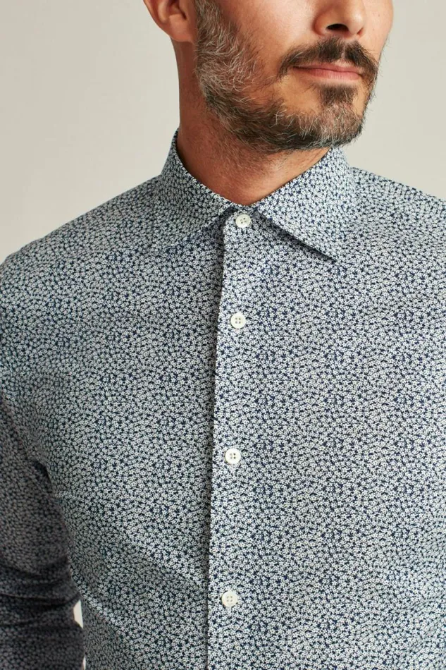 Men Jetsetter Stretch Dress Shirt Montgomery Blue Floral Bonobos Business Casual Shirts