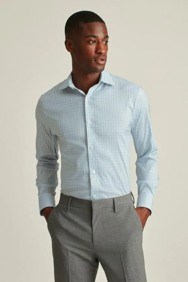 Men Jetsetter Stretch Dress Shirt Nantucket Breeze Plaid Bonobos Business Casual Shirts