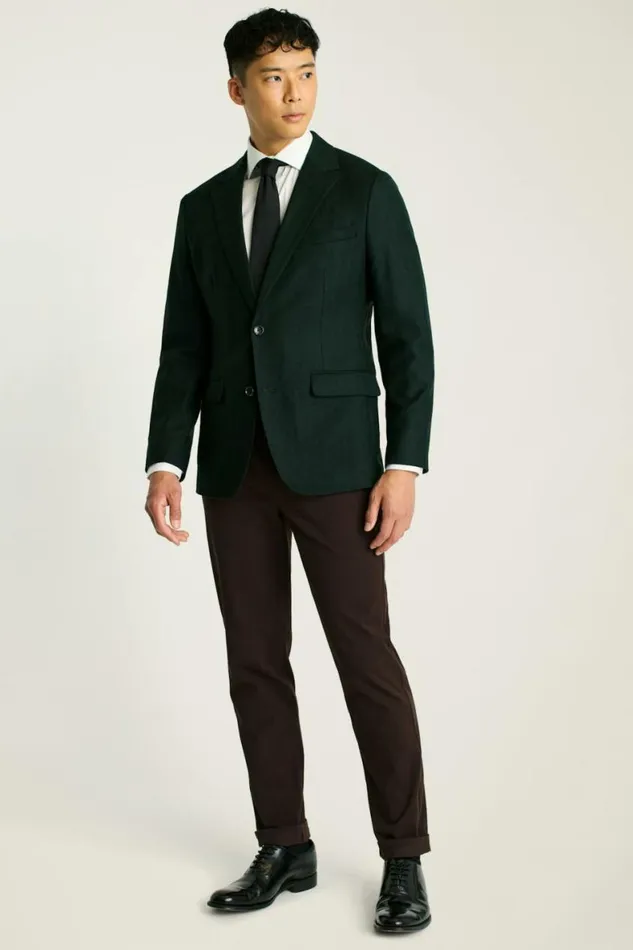 Men Jetsetter Unconstructed Blazer Emerald Green Herringbone Bonobos Blazers and Sport Coats