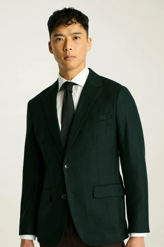 Men Jetsetter Unconstructed Blazer Emerald Green Herringbone Bonobos Blazers and Sport Coats