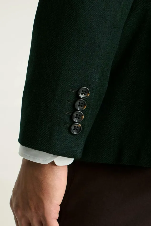 Men Jetsetter Unconstructed Blazer Emerald Green Herringbone Bonobos Blazers and Sport Coats