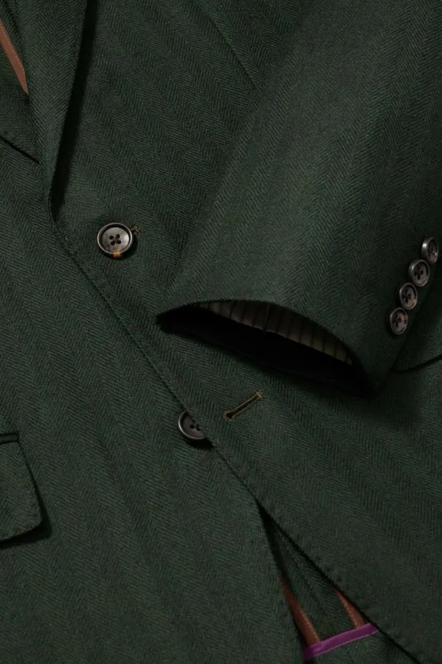 Men Jetsetter Unconstructed Blazer Emerald Green Herringbone Bonobos Blazers and Sport Coats