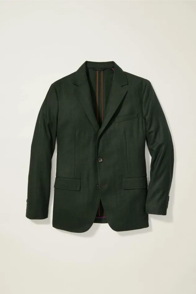 Men Jetsetter Unconstructed Blazer Emerald Green Herringbone Bonobos Blazers and Sport Coats