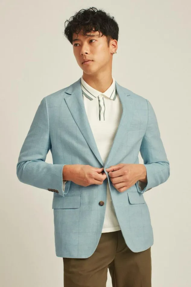 Men Jetsetter Unconstructed Blazer Ice Blue Bonobos Blazers and Sport Coats