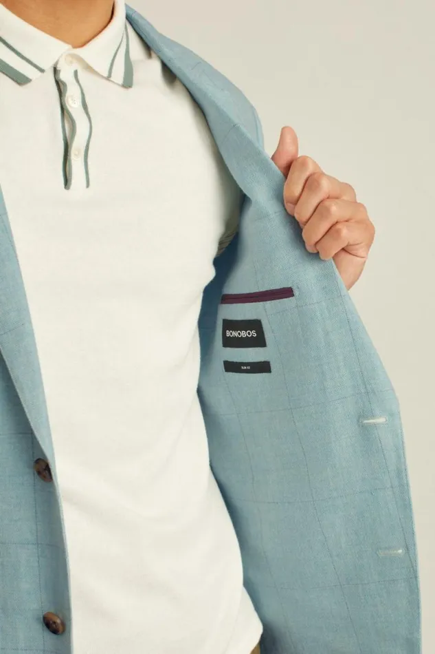Men Jetsetter Unconstructed Blazer Ice Blue Bonobos Blazers and Sport Coats
