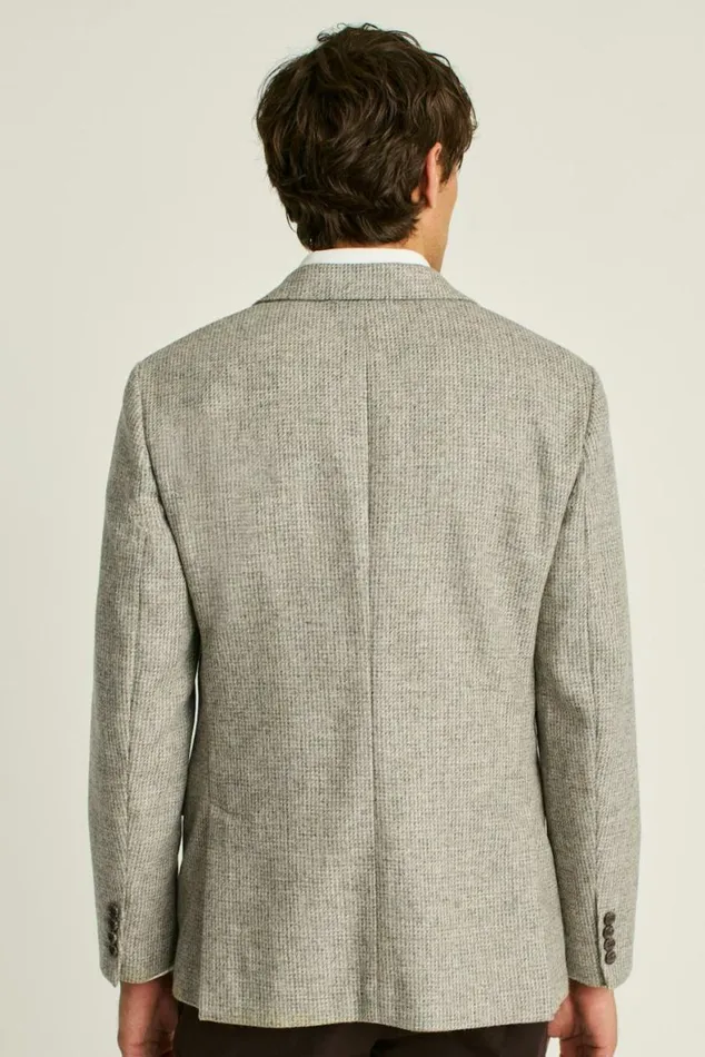 Men Jetsetter Unconstructed Blazer Oatmeal Gray Houndstooth Bonobos Blazers and Sport Coats