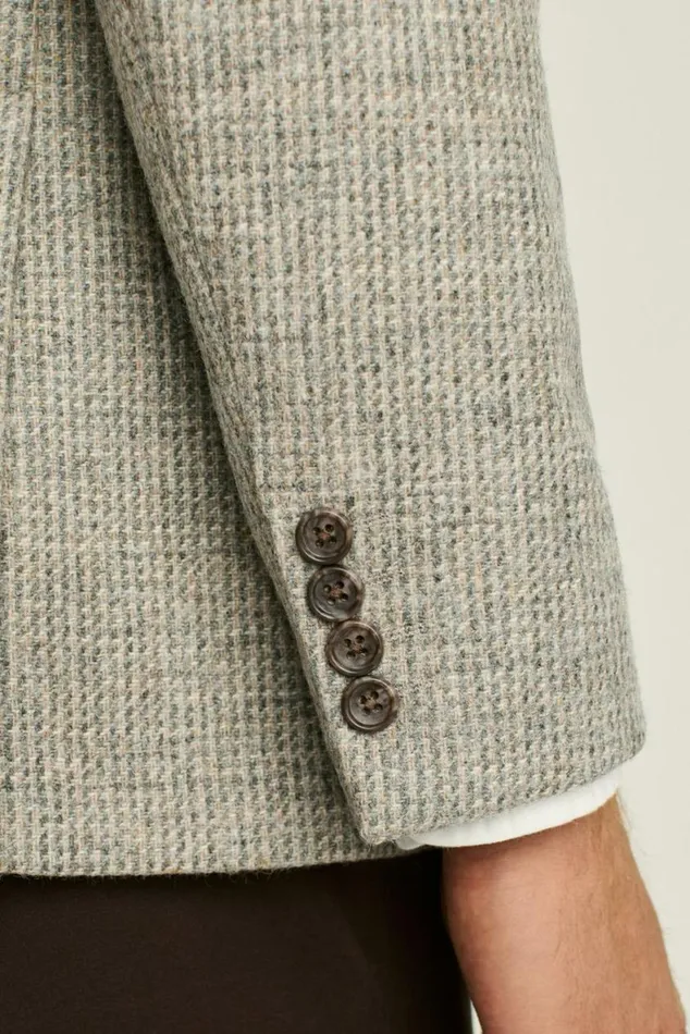 Men Jetsetter Unconstructed Blazer Oatmeal Gray Houndstooth Bonobos Blazers and Sport Coats