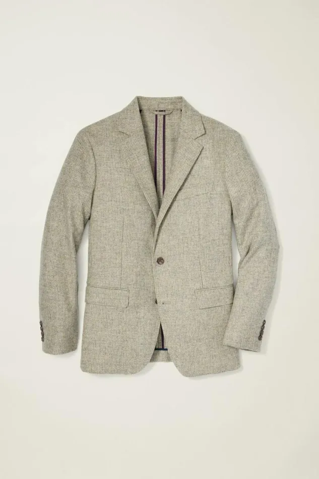 Men Jetsetter Unconstructed Blazer Oatmeal Gray Houndstooth Bonobos Blazers and Sport Coats