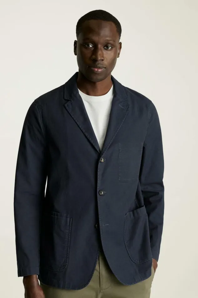 Men Jetsetter Washed Cotton Blazer Washed Navy Bonobos Blazers and Sport Coats