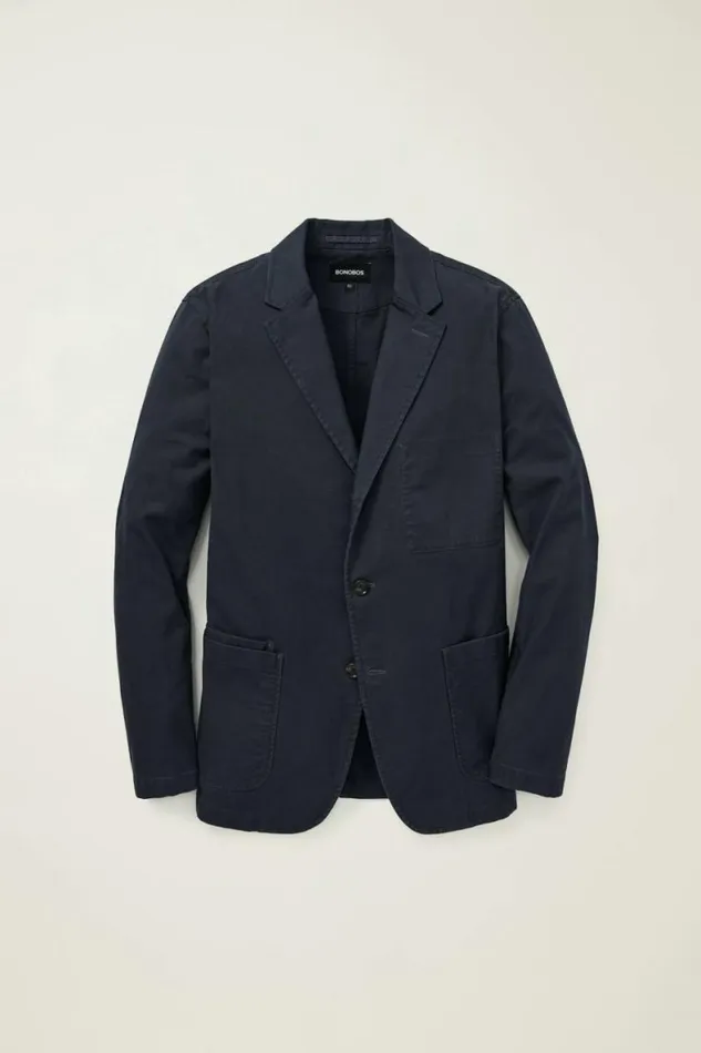 Men Jetsetter Washed Cotton Blazer Washed Navy Bonobos Blazers and Sport Coats