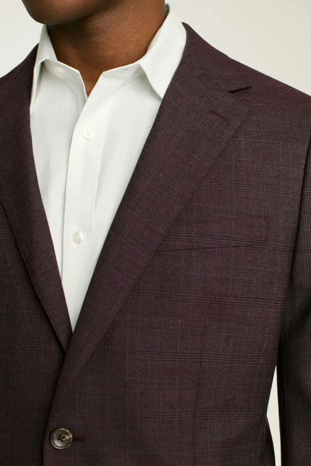 Men Jetsetter Wool Blazer Burgundy Check Bonobos Blazers and Sport Coats