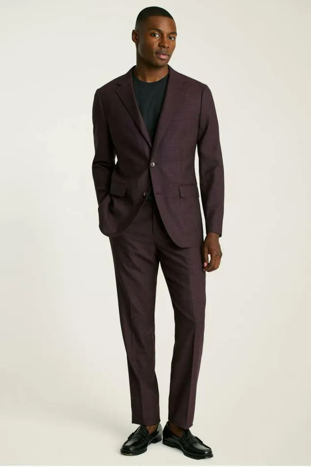Men Jetsetter Wool Blazer Burgundy Check Bonobos Blazers and Sport Coats