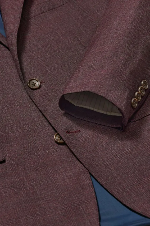 Men Jetsetter Wool Blazer Burgundy Check Bonobos Blazers and Sport Coats