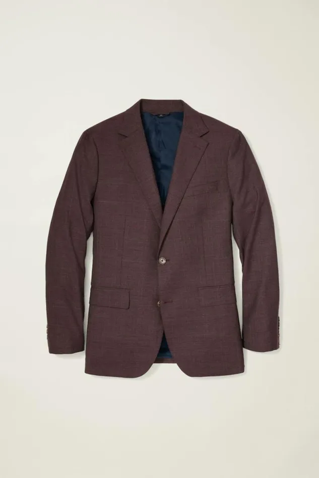 Men Jetsetter Wool Blazer Burgundy Check Bonobos Blazers and Sport Coats