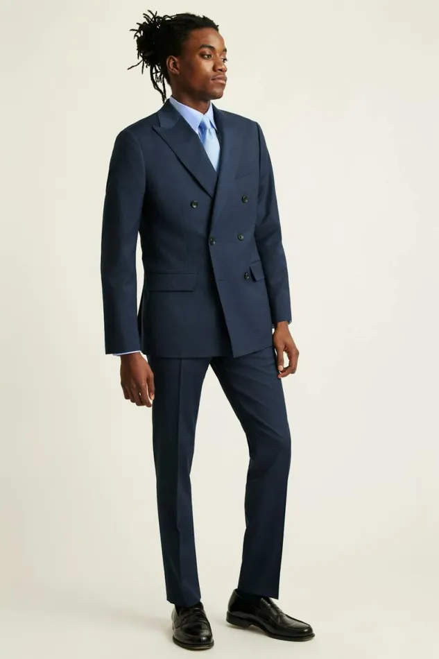 Men Jetsetter Wool Double Breasted Blazer Light Navy Bonobos Blazers and Sport Coats