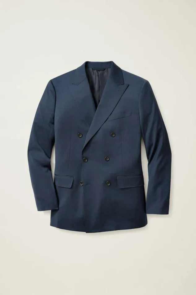 Men Jetsetter Wool Double Breasted Blazer Light Navy Bonobos Blazers and Sport Coats