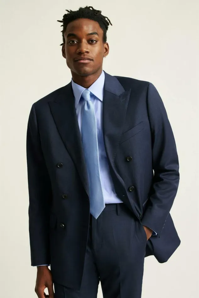 Men Jetsetter Wool Double Breasted Blazer Light Navy Bonobos Blazers and Sport Coats