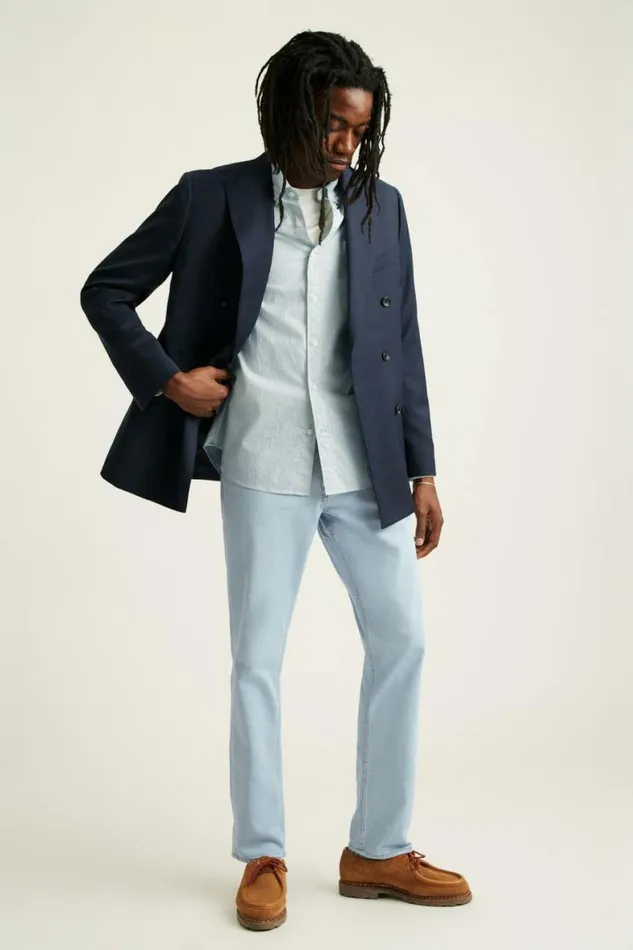 Men Jetsetter Wool Double Breasted Blazer Light Navy Bonobos Blazers and Sport Coats