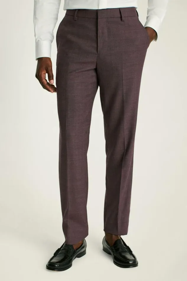 Men Jetsetter Wool Dress Pant Burgundy Check Bonobos Dress Pants