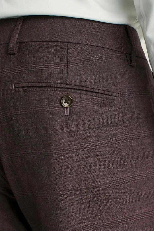 Men Jetsetter Wool Dress Pant Burgundy Check Bonobos Dress Pants