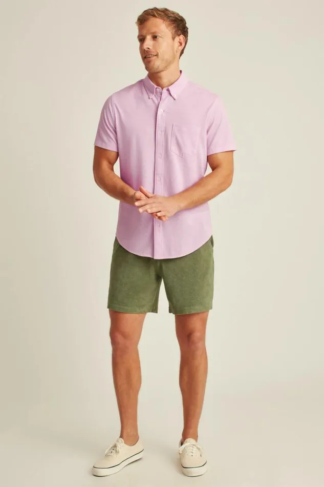 Men Knit Oxford Short Sleeve Shirt Orchid Smoke Bonobos Short Sleeve Shirts