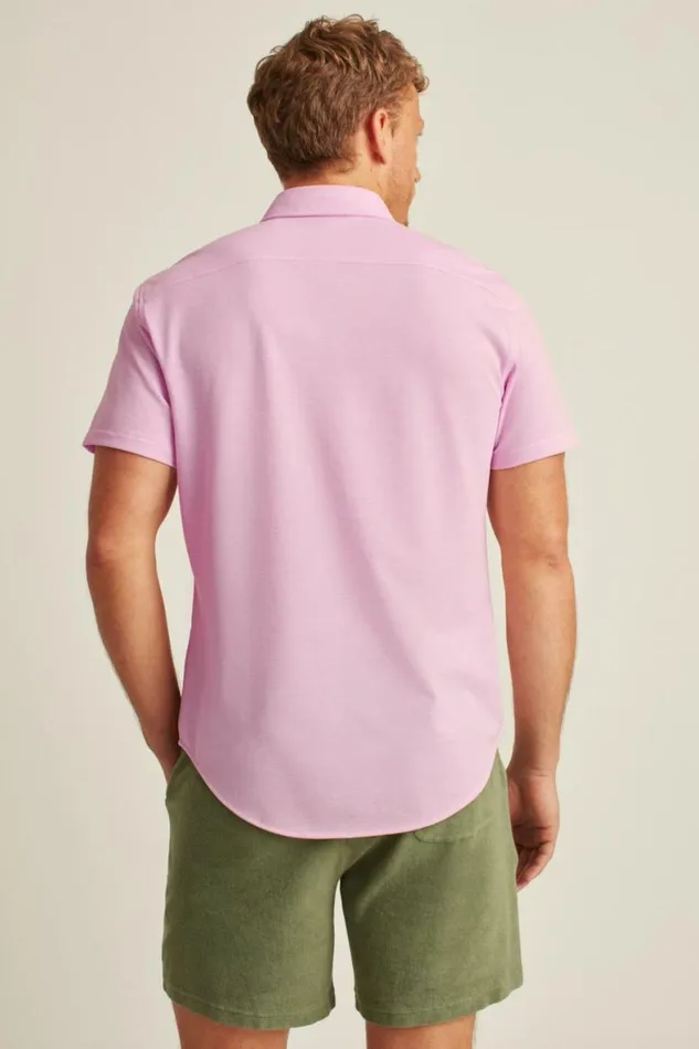 Men Knit Oxford Short Sleeve Shirt Orchid Smoke Bonobos Short Sleeve Shirts