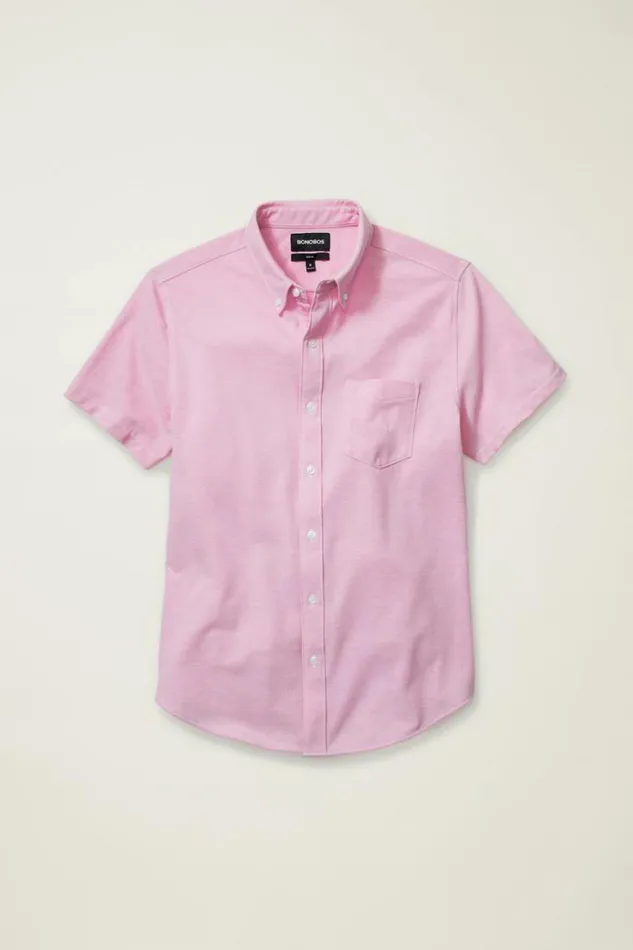 Men Knit Oxford Short Sleeve Shirt Orchid Smoke Bonobos Short Sleeve Shirts