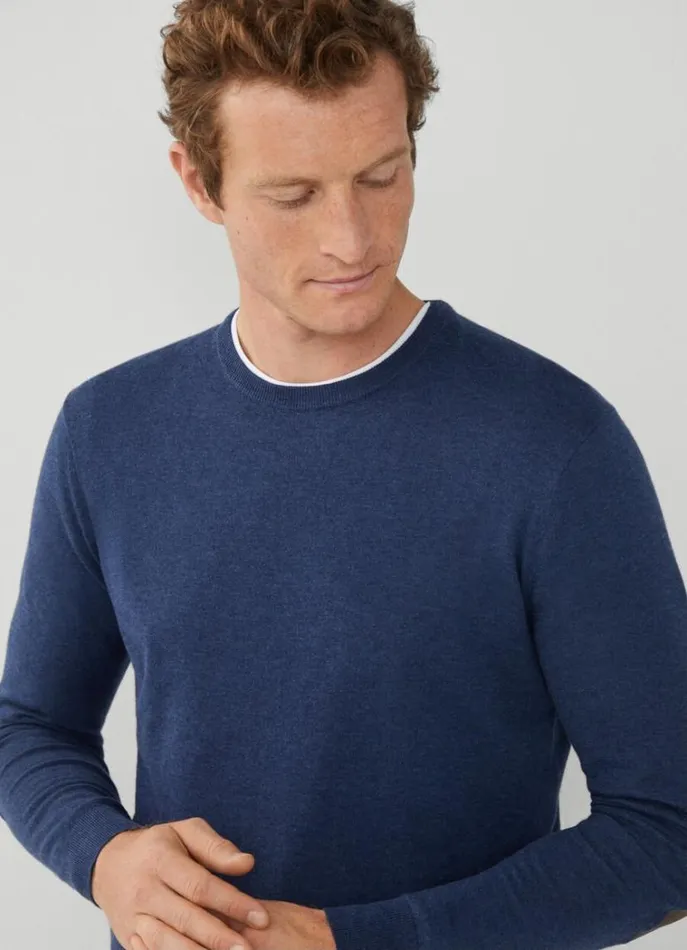 Men Knitwear Hackett London Cotton And Cashmere Jumper Navy