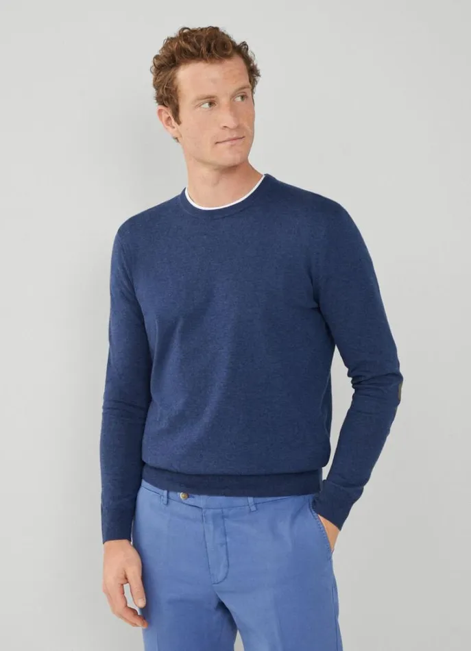 Men Knitwear Hackett London Cotton And Cashmere Jumper Navy