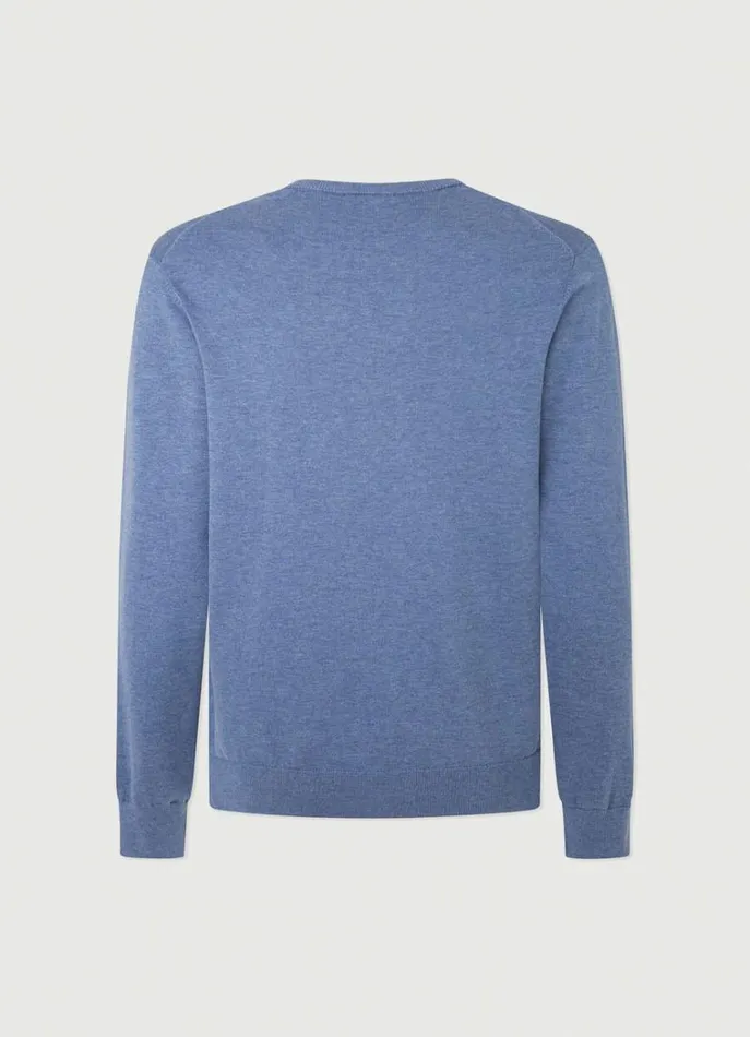 Men Knitwear Hackett London Cotton And Silk Crew Neck Jumper Chambray Blue