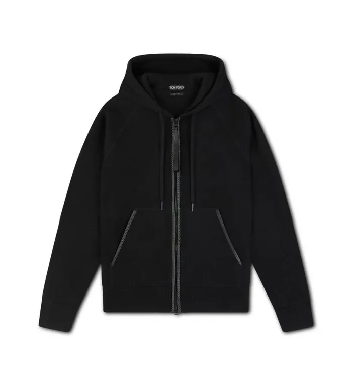 Men Knitwear Tom Ford Double Face Cashmere Hoodie Black