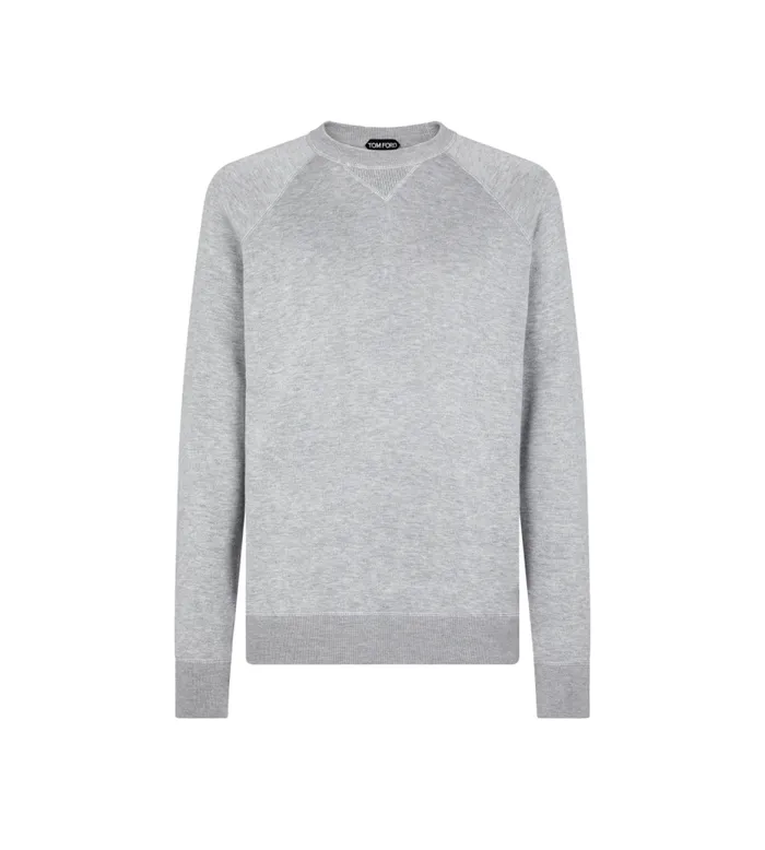 Men Knitwear Tom Ford Double Face Viscose Crewneck Light Grey