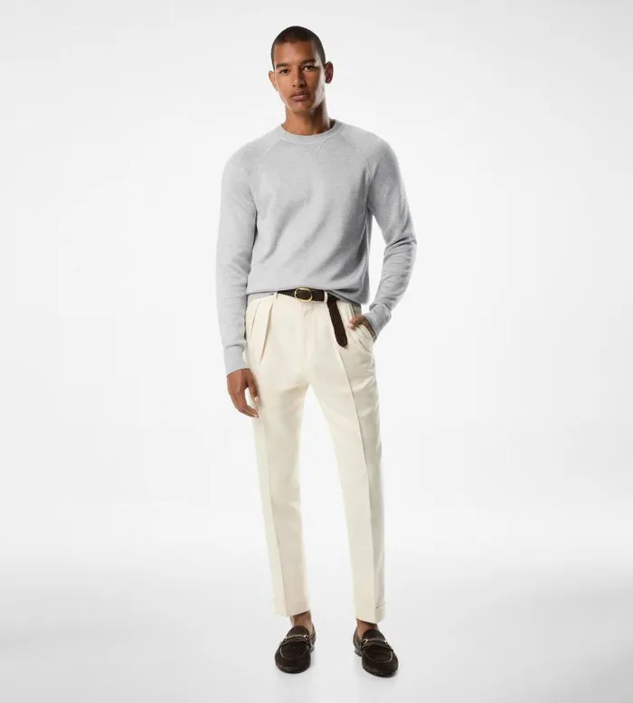 Men Knitwear Tom Ford Double Face Viscose Crewneck Light Grey Men Knitwear Tom Ford Double Face Viscose Crewneck Light Grey